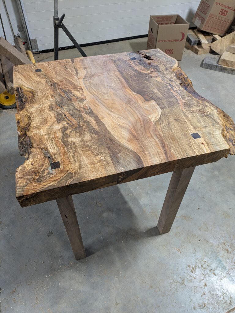 End table in curly walnut