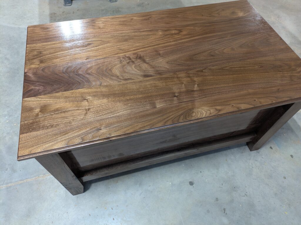 Black walnut coffee table chest.